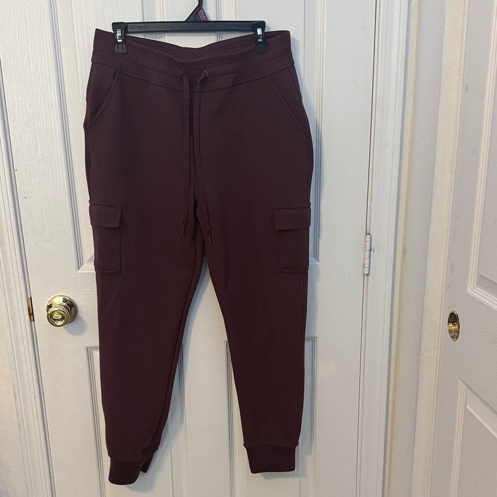 Burgundy and black Jogger Pants with Pockets